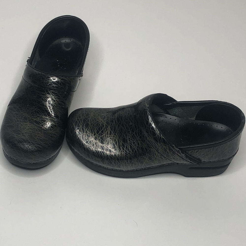 Dansko Black & Silver Patterned Clog Shoes - image 4